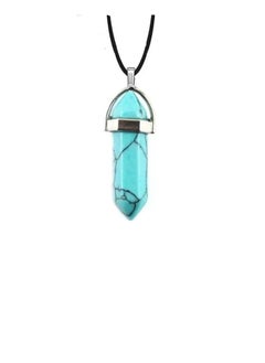 Fayrouz Jewellery Unisex crystal necklace with a natural leather cord and a crystal pendant of stones, a unisex hexagonal pendant from Fayrouz Jewelry  - Image 1