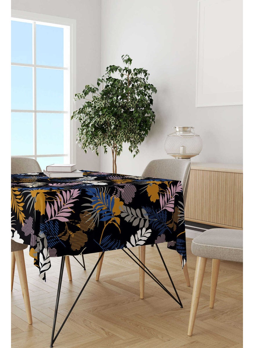 Cango Home - Black Pink Tropical Floral Tablecloth CGH035-MS - Image 1