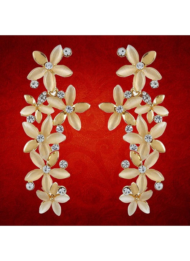 YouBella YouBella Jewellery Valentine Gifts Designer Hanging Earrings for Girls and Women (Golden-White)  - Image 4