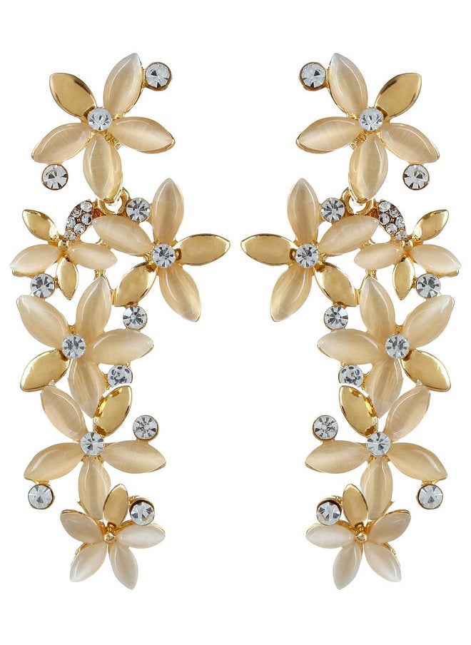 YouBella YouBella Jewellery Valentine Gifts Designer Hanging Earrings for Girls and Women (Golden-White)  - Image 1