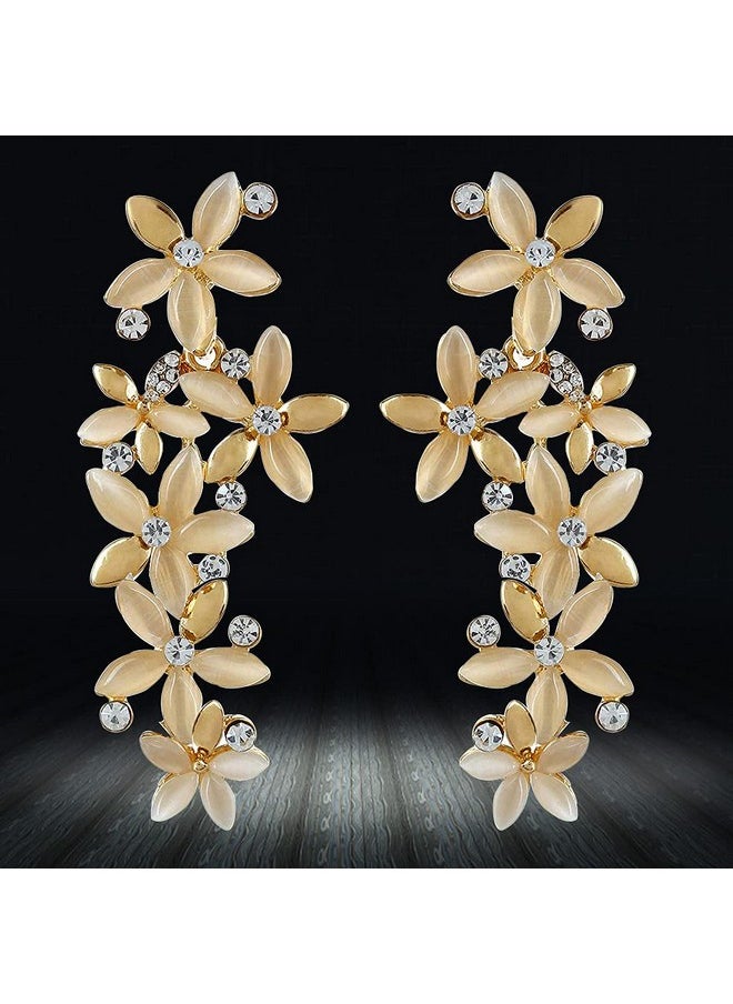 YouBella YouBella Jewellery Valentine Gifts Designer Hanging Earrings for Girls and Women (Golden-White)  - Image 5