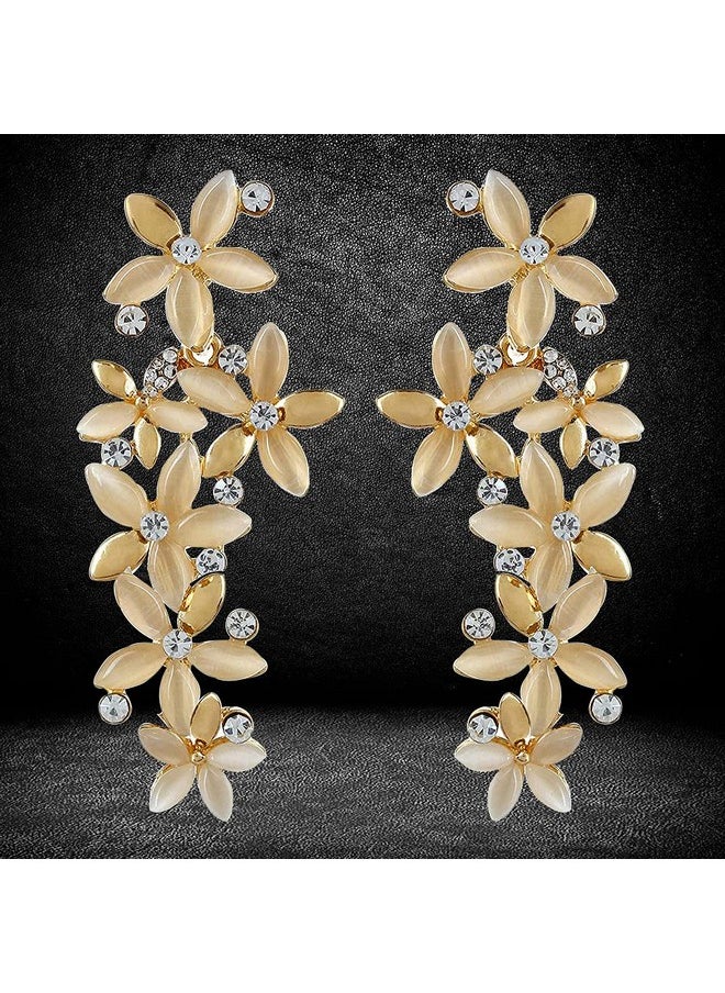 YouBella YouBella Jewellery Valentine Gifts Designer Hanging Earrings for Girls and Women (Golden-White)  - Image 3