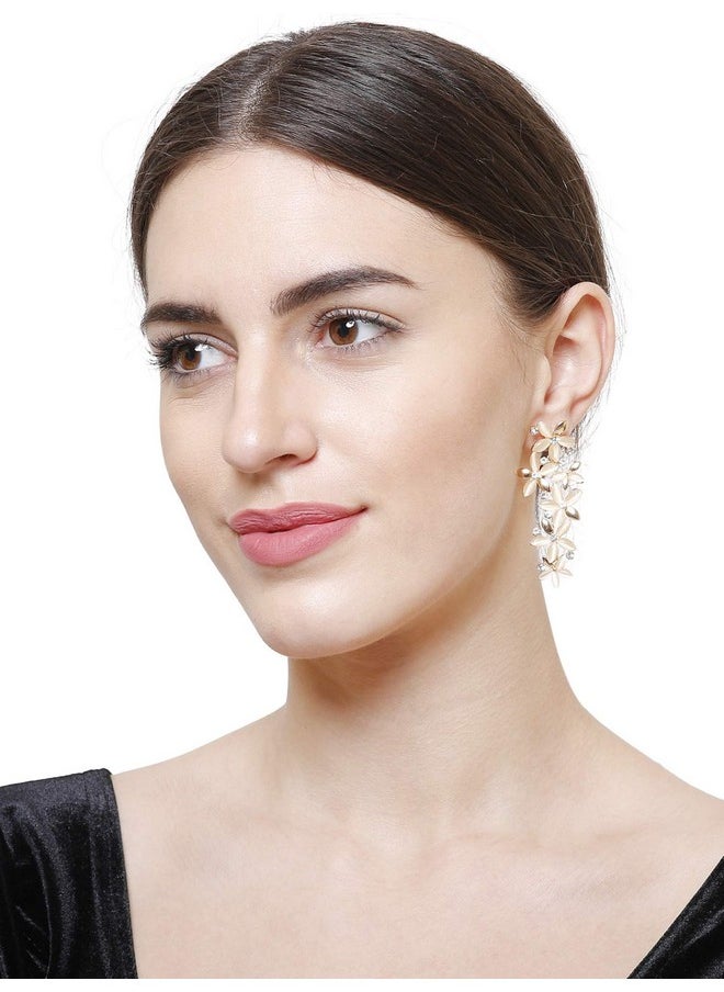 YouBella YouBella Jewellery Valentine Gifts Designer Hanging Earrings for Girls and Women (Golden-White)  - Image 2