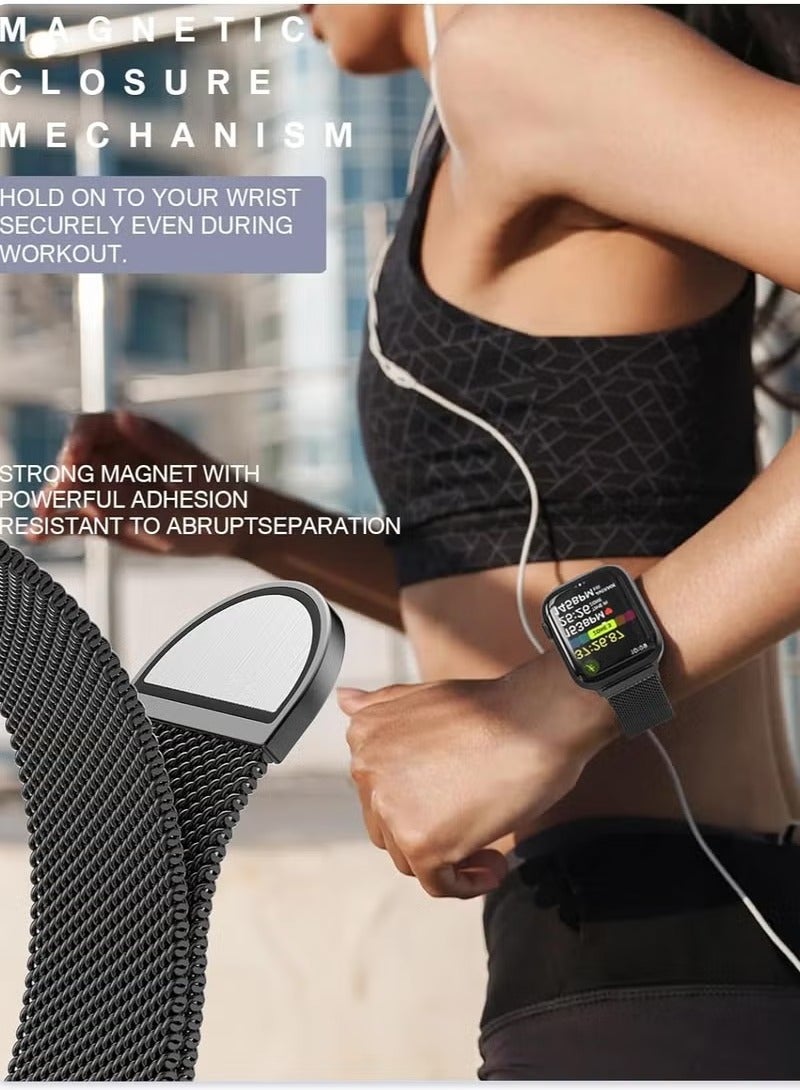 حلقة من الفولاذ المقاوم للصدأ لسوار ساعة Apple Watch مقاس 38 مم و40 مم و41 مم، أشرطة بديلة بمشبك مغناطيسي لسلسلة iwatch Ultra SE 8 7 6 5 4 3 2 1، حزام ساعة للنساء والرجال من Apple - Image 2