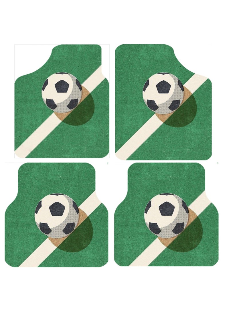 MT Best Buy Soccer Car Floor Mats – 4-Piece Set, Universal Fit, Non-Slip, Waterproof, Easy to Clean, Football Field Design