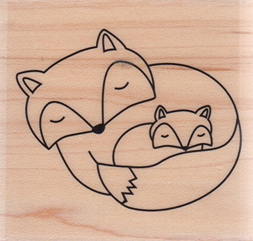 Hampton Art Fox and Baby Wood Mounted Rubber Stamp (PS0962) - Image 2