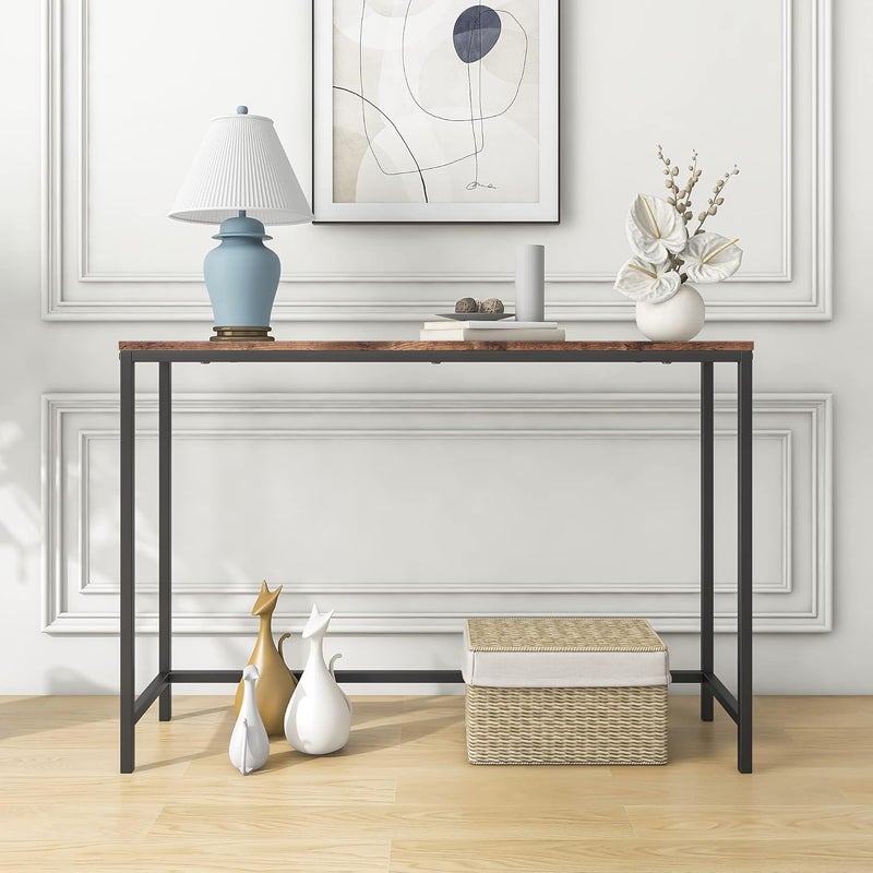 Reyad Group, Reyad Group Foubam Brown Narrow Console Table Entryway Thin Sofa - Brown - Image 3