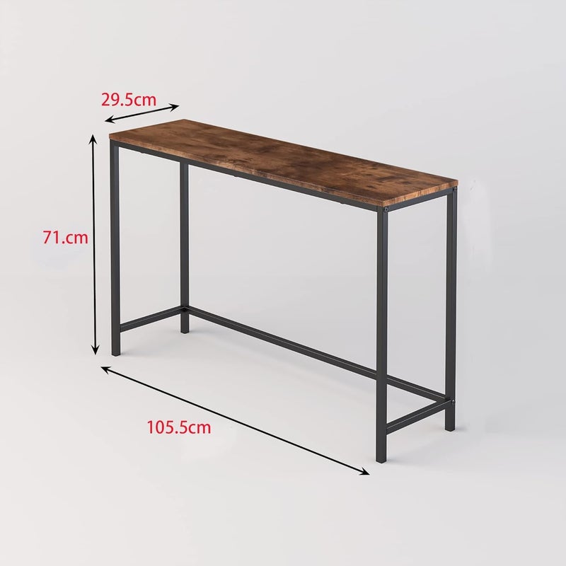 Reyad Group, Reyad Group Foubam Brown Narrow Console Table Entryway Thin Sofa - Brown - Image 2