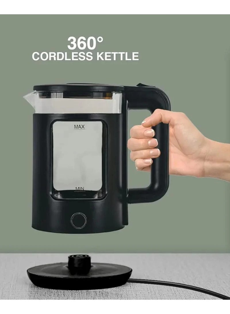 Denx Electric Kettle 1.8L Glass Tea Kettle 1500W Fast Boil Water Boiler, Hot Water Heater with Auto Shut-Off, LED Light, Boil-Dry Protection, Cordless 360° - Image 3