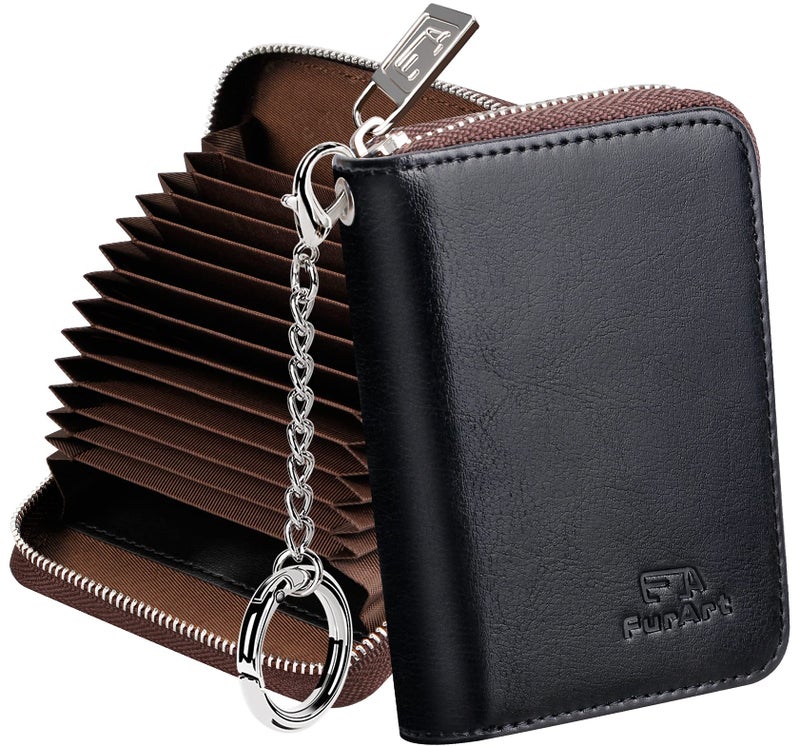 FurArt FurArt Credit Card Wallet, Zipper Card Cases Holder for Men Women, RFID Blocking, KeyChain Wallet, Compact Size  - Image 1