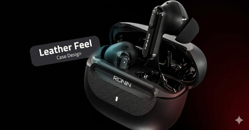 رونين نوكس R-7080 سماعات أذن لاسلكية، بلوتوث 5.4، عزل ضوضاء تكيفي ANC، تقنية QnX ENC، اتصال مزدوج، محركات 10 مم، شحن Type-C، مقاومة ماء IPX4، أسود - Image 5