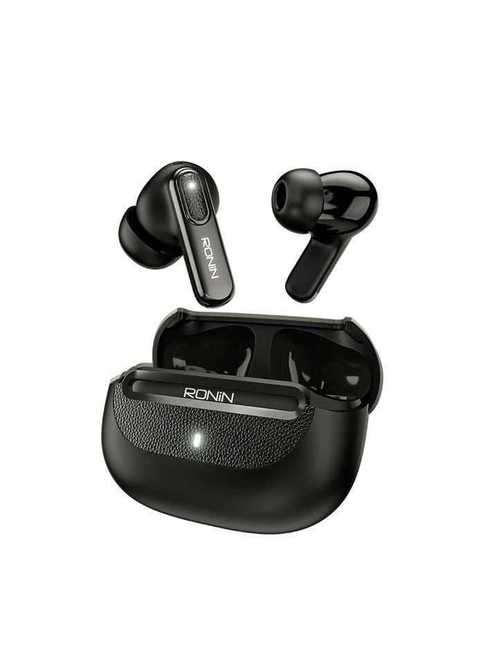 رونين نوكس R-7080 سماعات أذن لاسلكية، بلوتوث 5.4، عزل ضوضاء تكيفي ANC، تقنية QnX ENC، اتصال مزدوج، محركات 10 مم، شحن Type-C، مقاومة ماء IPX4، أسود - Image 1