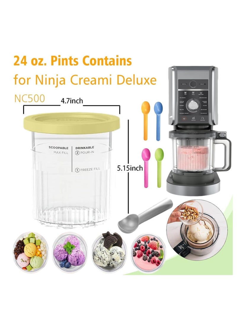 4 Pack Ice Cream Pint  Lids for Ninja Ice Cream NC501 NC500 Smoothie Jars Compatible with NC501 NC500 Ice Cream Makers - Image 2