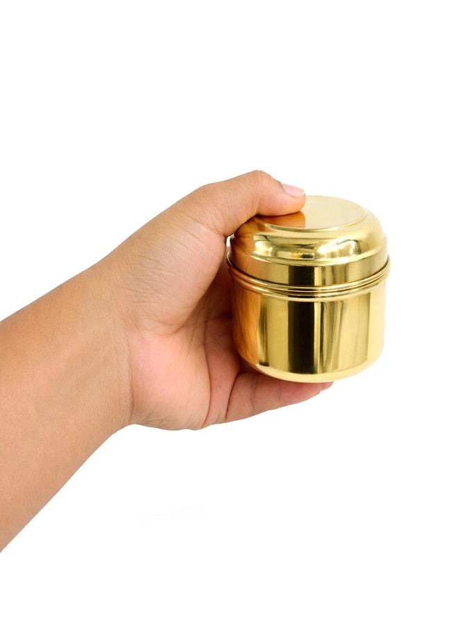 Putrika Tradition Handcrafted Brass dabba|Prasadham Box| Pital Dabbi |Mandir | Tiffen | Lunch| Roli |Dry Fruit | Diwali Gift best for Return gift (medium) - Image 5