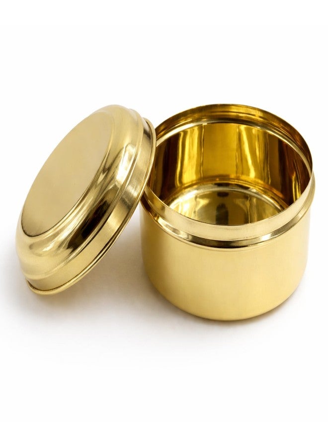 Putrika Tradition Handcrafted Brass dabba|Prasadham Box| Pital Dabbi |Mandir | Tiffen | Lunch| Roli |Dry Fruit | Diwali Gift best for Return gift (medium) - Image 2
