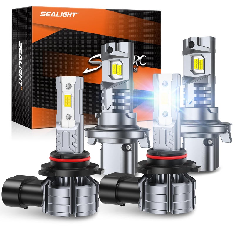 SEALIGHT H13 + H10 for Ford F150 2004-2014, Ford F250 2005-2020 F350, for Dodge Dakota 2005-2009, H13 H10 LED Light Bulbs Combo, 62,000LM 9008 9145 Fog Lights LED Bulb, Pack of 4 - Image 1