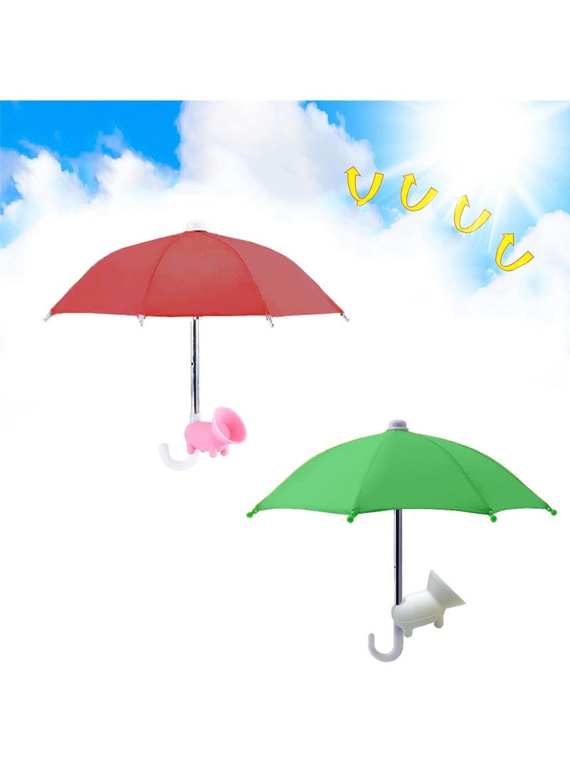 KASTWAVE Phone Umbrella for Sun Suction Cup Stand, 2Pcs Multifunctional Adjustable Cute Phone Shade Umbrella with Suction Cup, Mini Cell Phone Sunshade, Glare Blocking - Image 1