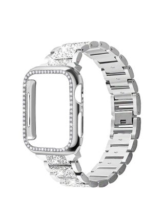 Suitable For IWatch6 Smart For Apple Watch Strap For Apple Three Beads Diamond Strap Spot Wholesale-Color:42mm (alloy) Silver Strap + Pc Diamond Case - pzsku/ZBD23322420E3E395C5BFZ/45/1746233165/4baa7e0a-4c6a-4ee9-b4ba-094f10338207
