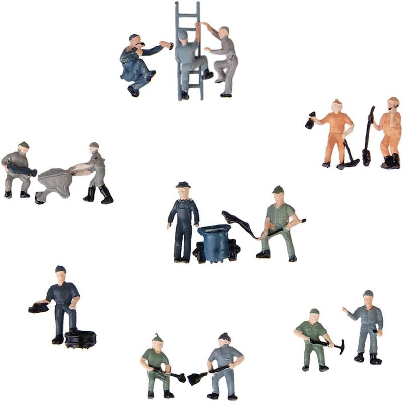 klarako 25pcs 1:87 HO Scale Miniature People Model Worker Figurines for Model Train Diorama Scenery diy, Assorted - Image 3