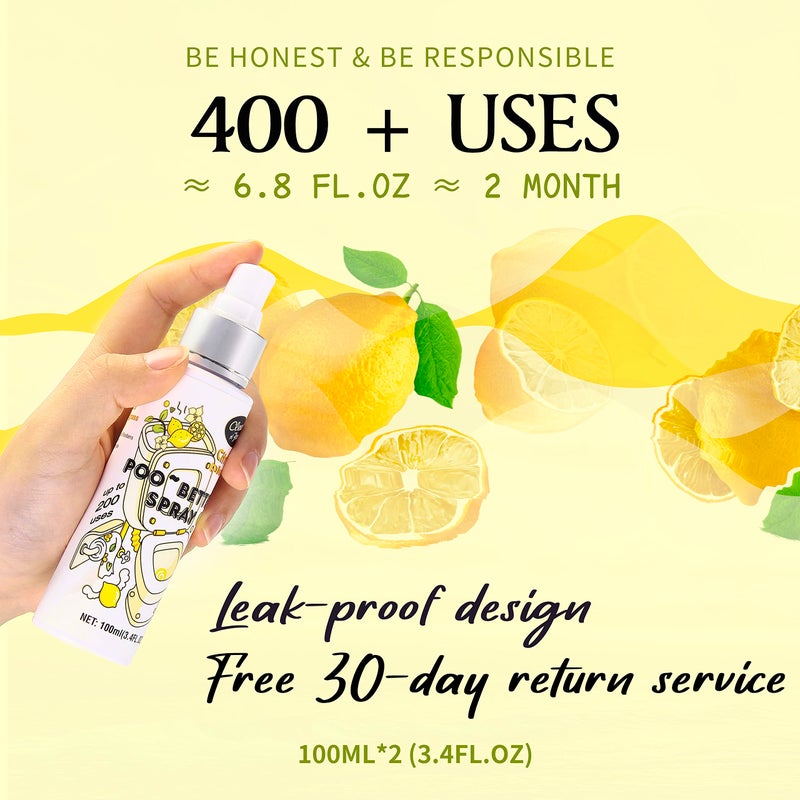 Clean-n-Fresh Toilet Spray, 6.8 Fl.oz Poo Spray | Up to 400+ Uses, 100% Natural Plant Essential Oil Citrus Scent, Bathroom Deodorizer - Image 4