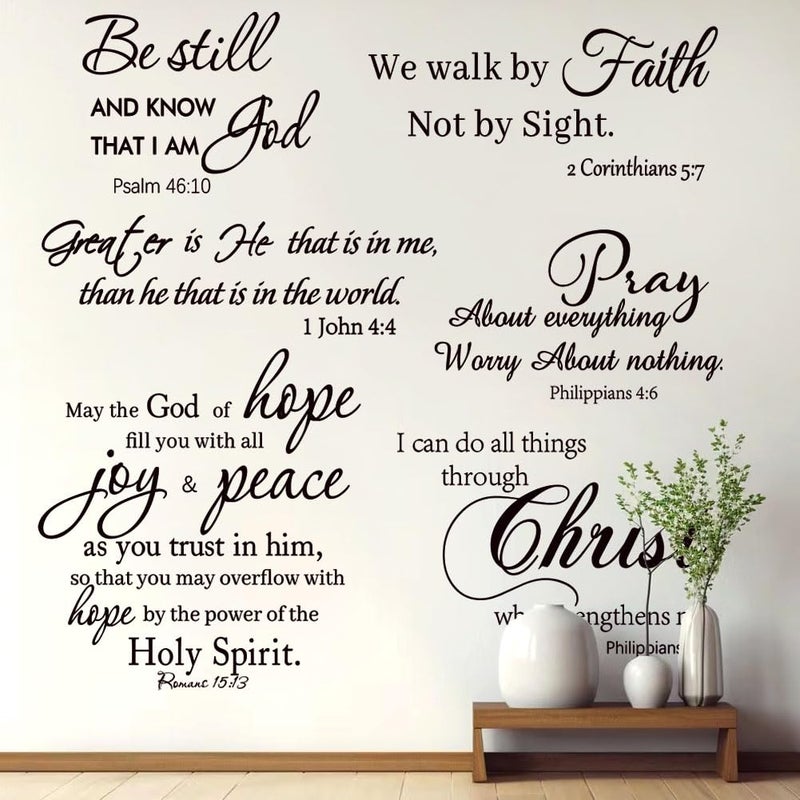 Datesno Inspirational Quote Wall Decals Religious Bible Verse Wall Stickers Peel and Stick Motivational Wall Decal for Bedroom Living Room Kitchen Dinning Office Bathroom. - Image 2