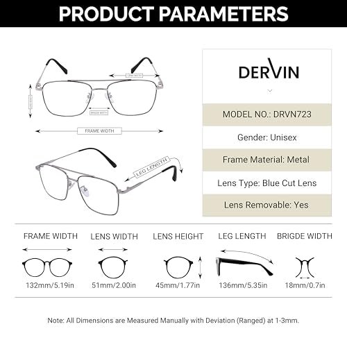 Dervin Blue Light Blocking Blue Cut Zero Power anti-glare Retro Square Eyeglasses, Frame for Eye Protection from UV by Computer/Tablet/Laptop/Mobile (Silver-Black) - Image 4