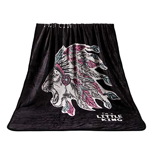 Butterthief Multipurpose Cartoon Print Light Weight Blanket | Soft Cozy Plush All Seasons Blankets for 0-5 Years | Wrapper Cum Blanket for Baby Boys, Girls,New Born Kids Toddler (Black Lion) - Image 2