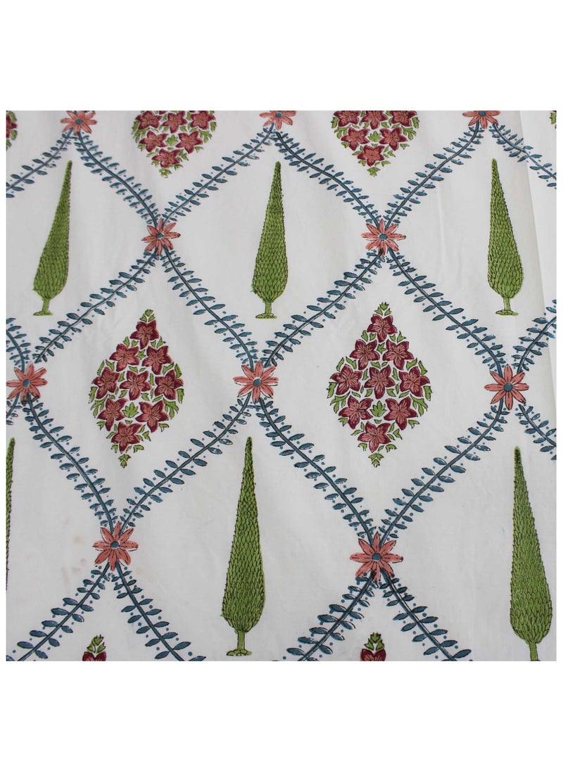 MARHABA CURTAIN 100% Cotton Jaipuri Handblock Print Double Bed Sheet with 2 Pillow Covers Premium Quality, Soft, Breathable (CREAMLILLY 02)  - Image 5