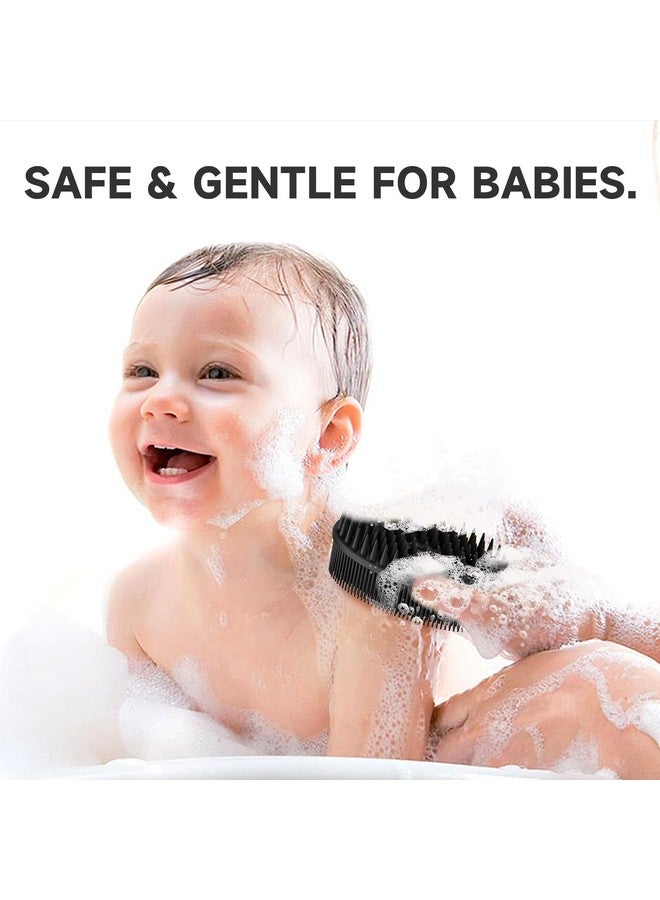 ميتين مقشر الجسم المصنوع من السيليكون مع حلقة، مقشر الجسم للرجال والنساء، ليفة سيليكون للاستحمام، مقشر الجسم الناعم المصنوع من السيليكون للاستحمام والعناية بالبشرة (أسود) - Image 5