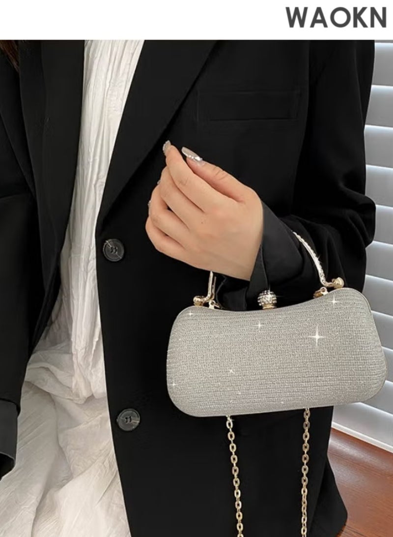 WAOKN Women's Ball Clutch Bag,Evening Clutch Handbags,Ladies Rhinestone Banquet Bag Tote Bag Handbag, Fashion Chain Shoulder Bag Carrying Bag Sling Bag Side Bag for Party Dinner Wedding  - Image 2