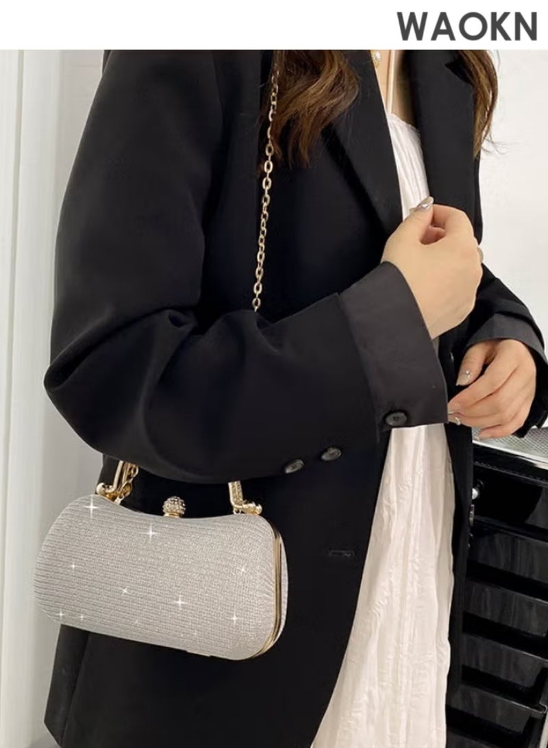 WAOKN Women's Ball Clutch Bag,Evening Clutch Handbags,Ladies Rhinestone Banquet Bag Tote Bag Handbag, Fashion Chain Shoulder Bag Carrying Bag Sling Bag Side Bag for Party Dinner Wedding  - Image 3