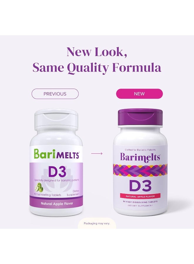 BariMelts Vitamin D3 5000 Iu - 90 Fast-Dissolving Tablets (3-Month Supply) - Bariatric Vitamins For Women, Natural Apple Flavor - Image 2