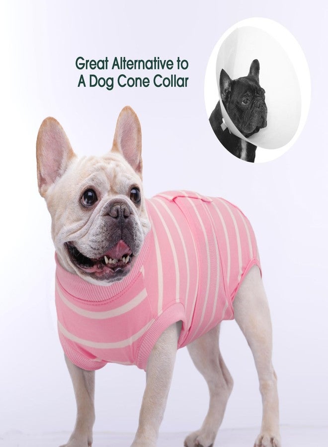 Kuoser Dog Surgery Recovery Suit, Soft Breathable Dog Recovery Suit for Female Spay Male Nueuter, Anti Licking Puppy Onesie Pet Surgical Suit for Dogs Abdominal Wounds Skin Disease, Pink Strips S - Image 5