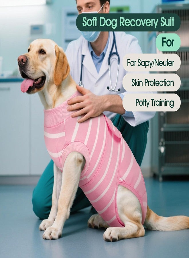 Kuoser Dog Surgery Recovery Suit, Soft Breathable Dog Recovery Suit for Female Spay Male Nueuter, Anti Licking Puppy Onesie Pet Surgical Suit for Dogs Abdominal Wounds Skin Disease, Pink Strips S - Image 2