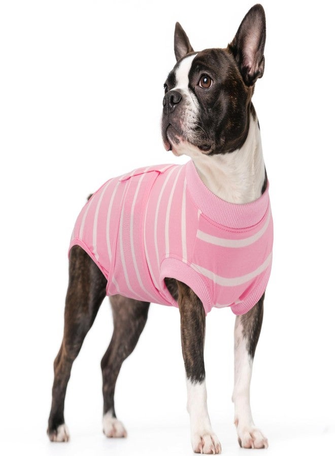 Kuoser Dog Surgery Recovery Suit, Soft Breathable Dog Recovery Suit for Female Spay Male Nueuter, Anti Licking Puppy Onesie Pet Surgical Suit for Dogs Abdominal Wounds Skin Disease, Pink Strips S - Image 1