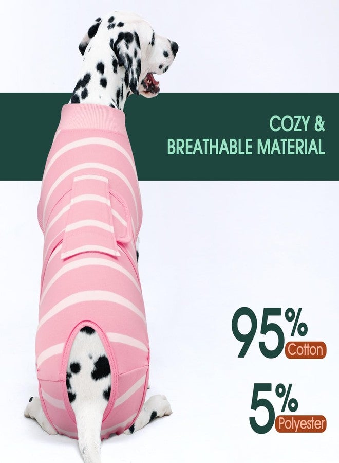 Kuoser Dog Surgery Recovery Suit, Soft Breathable Dog Recovery Suit for Female Spay Male Nueuter, Anti Licking Puppy Onesie Pet Surgical Suit for Dogs Abdominal Wounds Skin Disease, Pink Strips S - Image 4