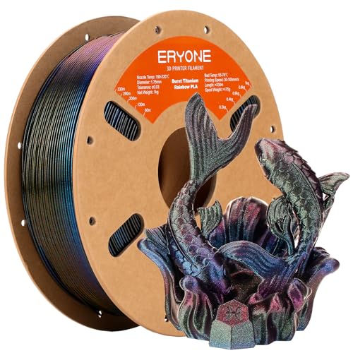 ERYONE Burnt Titanium Rainbow PLA Filament 3D Printer 1.75mm +/-0.03mm, 1kg(2.2LBS)/Spool, Galactic (Green & Blue & Rose Red) - Image 1