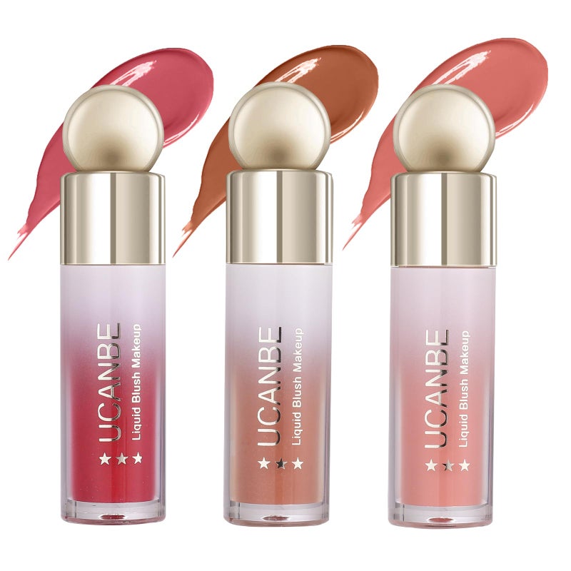 UCANBEMAKEUP UCANBE 3 PCS Liquid Blush Makeup Set, Blendable Soft Cream Face Blush for Cheeks, Natural Matte Finish Looking Long-Wearing Smudge-Proof Moisturizing Makeup(01) - Image 1