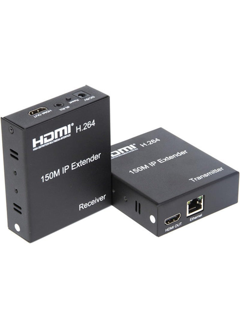 موسع HDMI IP بطول 150 متر 1080P عبر شبكة إيثرنت RJ45 كات 6/6a – جهاز إرسال واستقبال متعدد لأجهزة بلاي ستيشن 4، اللابتوب والتلفزيون (TX+RX) - Image 1