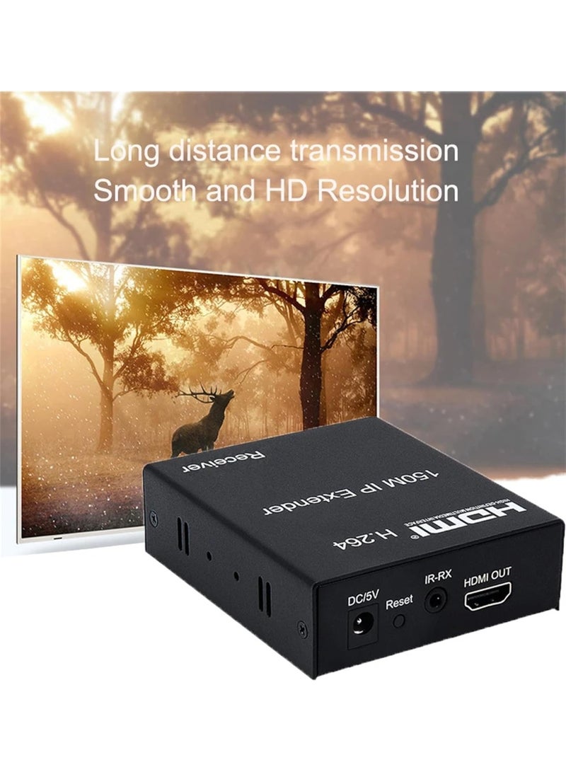 موسع HDMI IP بطول 150 متر 1080P عبر شبكة إيثرنت RJ45 كات 6/6a – جهاز إرسال واستقبال متعدد لأجهزة بلاي ستيشن 4، اللابتوب والتلفزيون (TX+RX) - Image 3