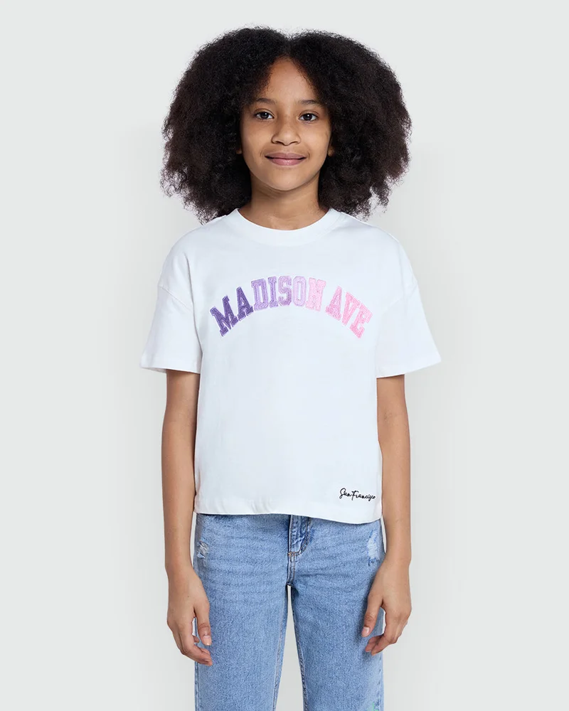 Ovs Embroidered Tee For Girls – Blanc De Blanc