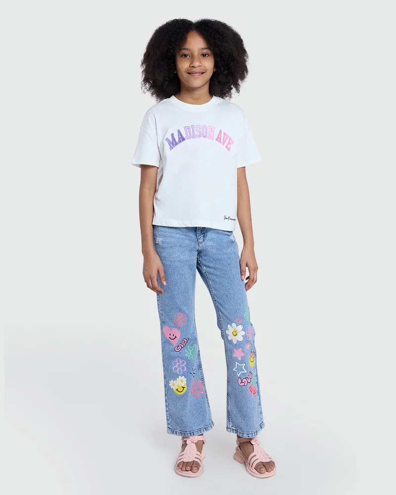 Ovs Embroidered Tee For Girls – Blanc De Blanc