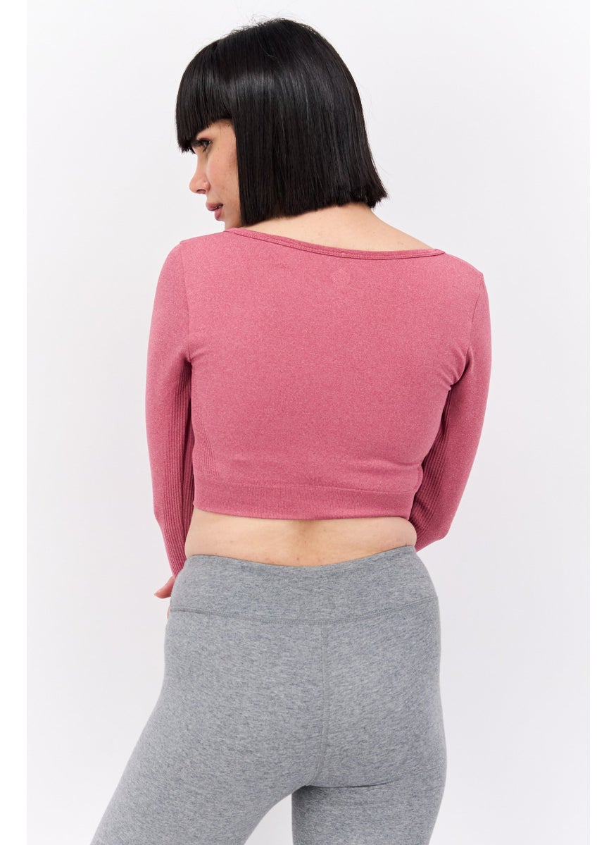 NEW LOOK Women Sportswear Outdoor Crop Top, Heather Red  - Image 2