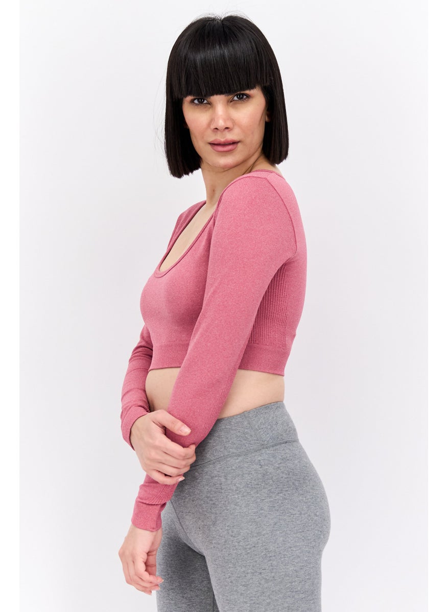 NEW LOOK Women Sportswear Outdoor Crop Top, Heather Red  - Image 3