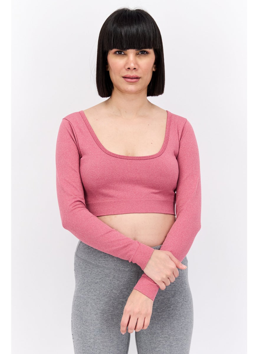 NEW LOOK Women Sportswear Outdoor Crop Top, Heather Red  - Image 1