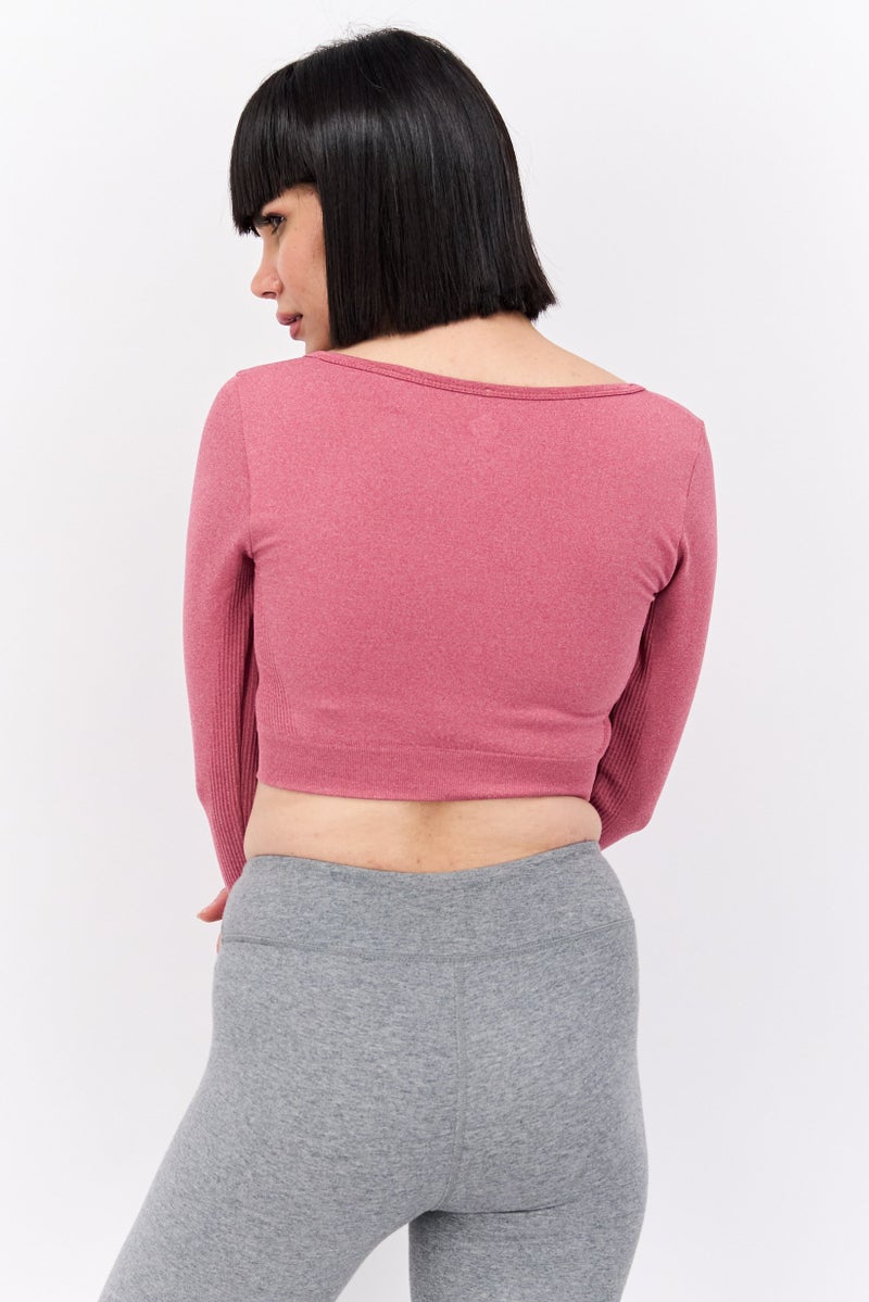 NEW LOOK Women Sportswear Outdoor Crop Top, Heather Red - Image 2