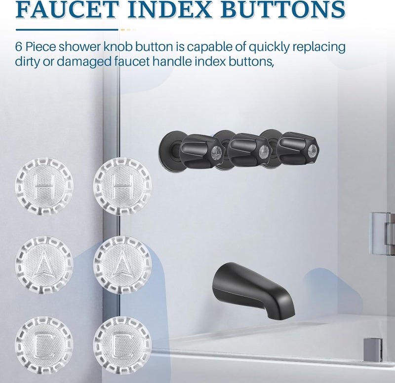 Dfnidy Faucet Index Buttons Fits for Pfister Price Verve Faucets, 6 PCS Hot and Cold Shower Knobs Replacement for Danco 80677 Index Button, Upgrade Bathroom Faucet Handle Button - Image 2