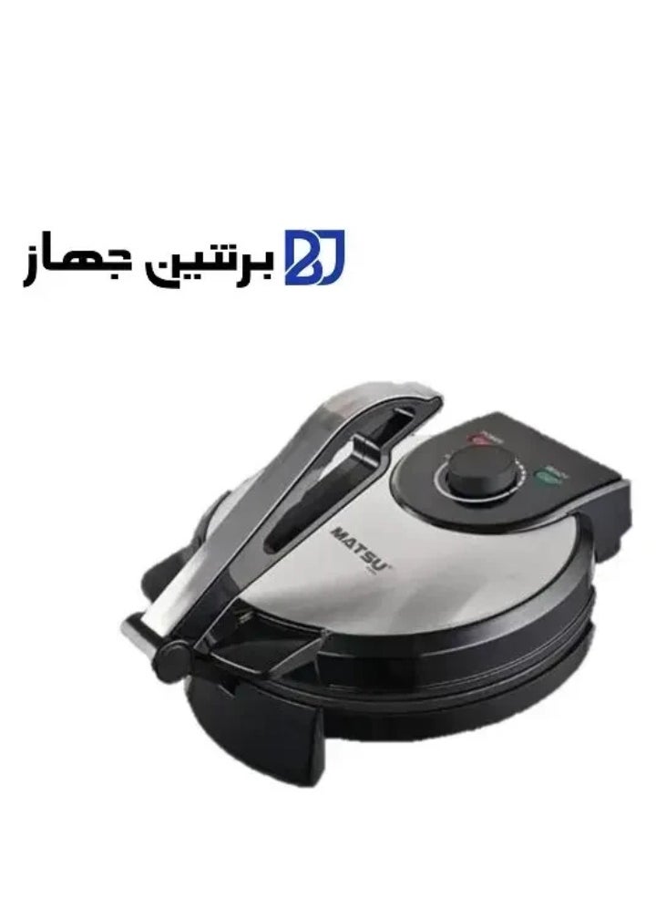 Generic - MATSU 10-Inch Electric Roti Maker – 1200W Non-Stick Chapati Press with Durable Stainless Steel Body, Adjustable Temperature Control for Perfect Rotis and Flatbreads, Dual Indicator Lights, Safety Lock, Easy Cleaning, Compact Design – 220-240V Home Kitchen Appliance - Image 1