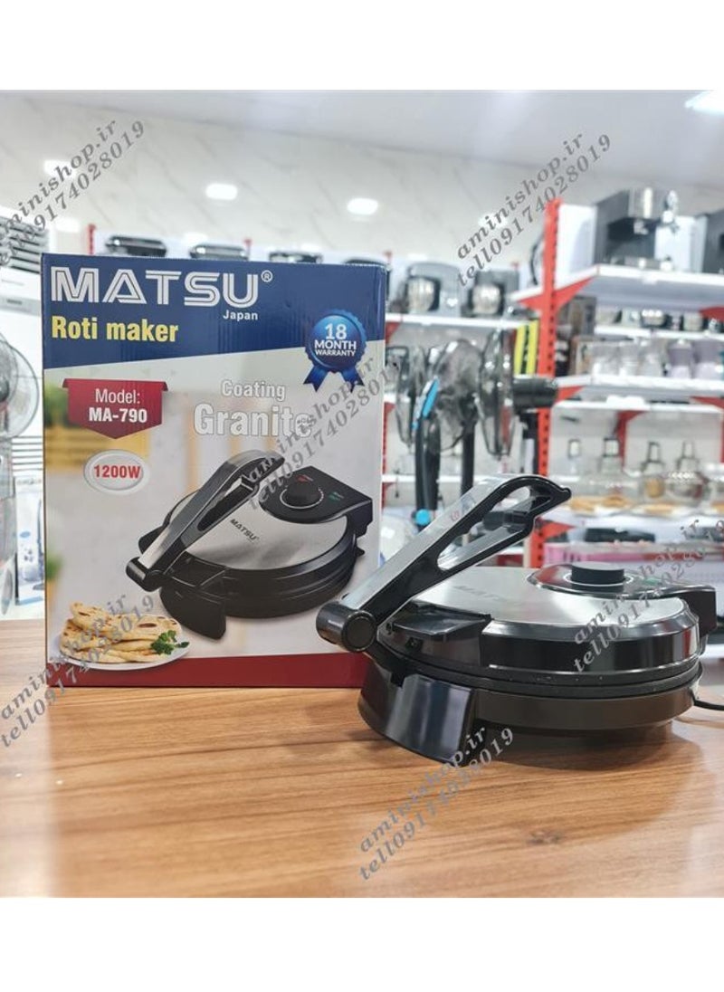 Generic - MATSU 10-Inch Electric Roti Maker – 1200W Non-Stick Chapati Press with Durable Stainless Steel Body, Adjustable Temperature Control for Perfect Rotis and Flatbreads, Dual Indicator Lights, Safety Lock, Easy Cleaning, Compact Design – 220-240V Home Kitchen Appliance - Image 1