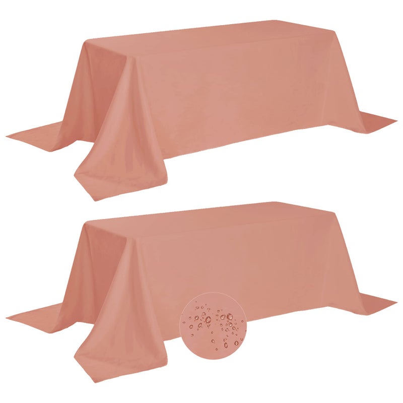 Fokitut 2 Pack Waterproof Rectangle Tablecloth 90x132 InchStain Resistant and Wrinkle Polyester Table Cloth Fabric Table Cover for Kitchen Dining Wedding Party Holiday DinnerDusty Pink